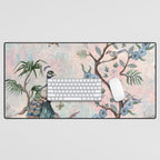 Chinoiserie Pastel Peacock Garden Fresco Desk Mat Gallery Image 1