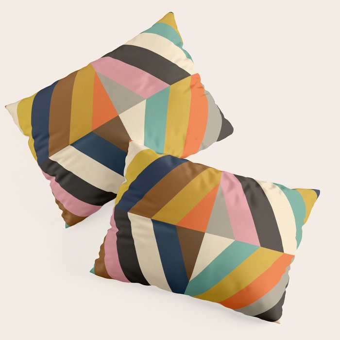Mid Century Geometric Pattern Technicolor Diamond  Pillow Sham Gallery Image 1