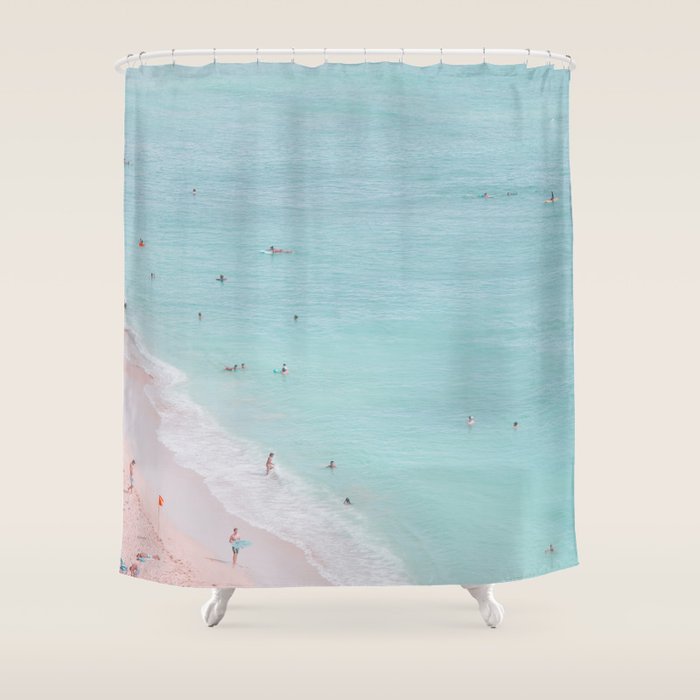 Waikiki Beach Aerial - Ocean Photography Shower Curtain Gallery Image 1