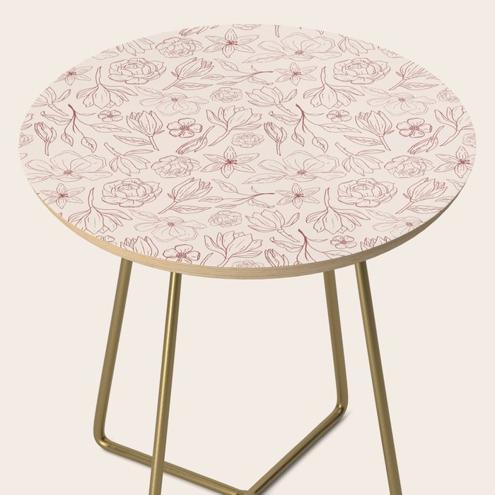Burgundy Magnolia Pattern Side Table Gallery Image 2