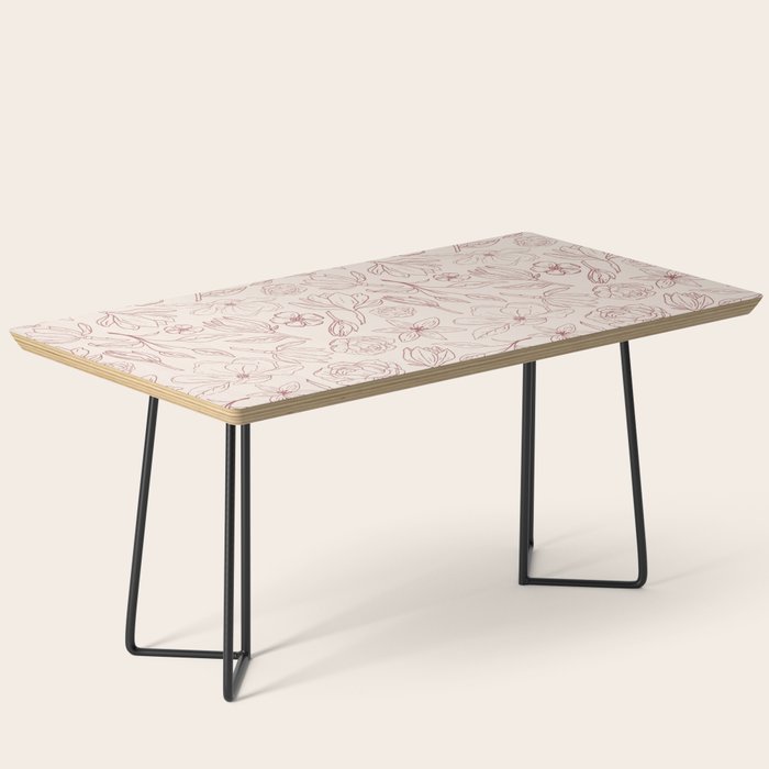Burgundy Magnolia Pattern Coffee Table Gallery Image 1