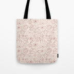 Burgundy Magnolia Pattern Tote Bag Gallery Image 1