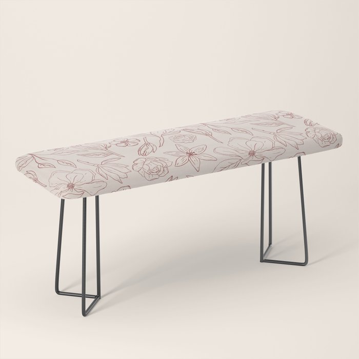 Burgundy Magnolia Pattern Bench Gallery Image 1