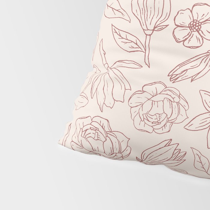 Burgundy Magnolia Pattern Pillow Sham Gallery Image 4
