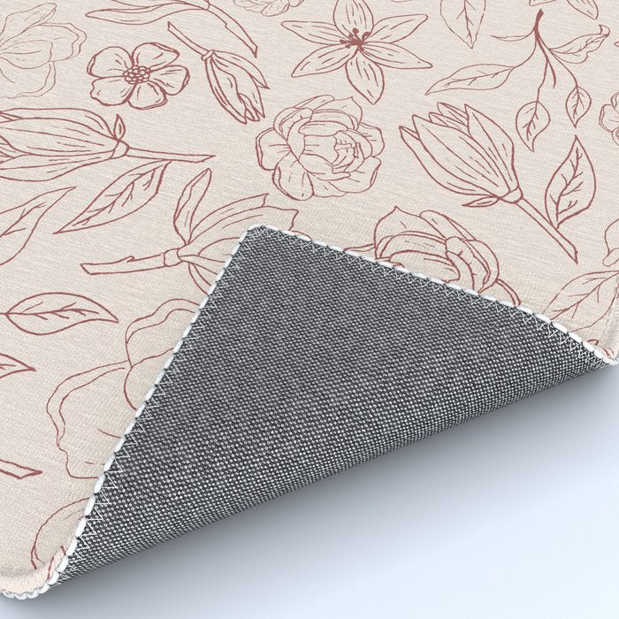 Burgundy Magnolia Pattern Rug Gallery Image 4