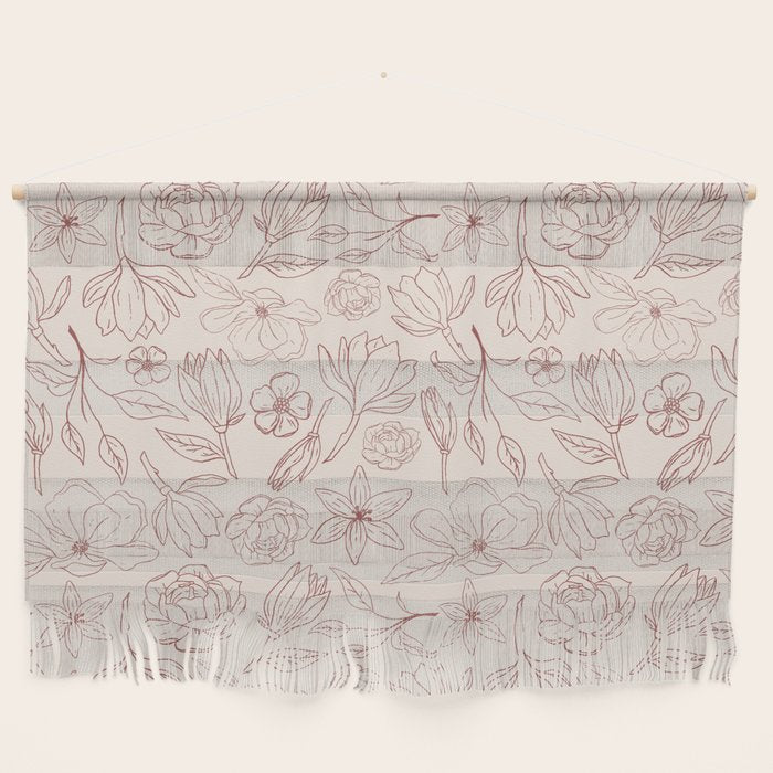 Burgundy Magnolia Pattern Wall Hanging Gallery Image 1
