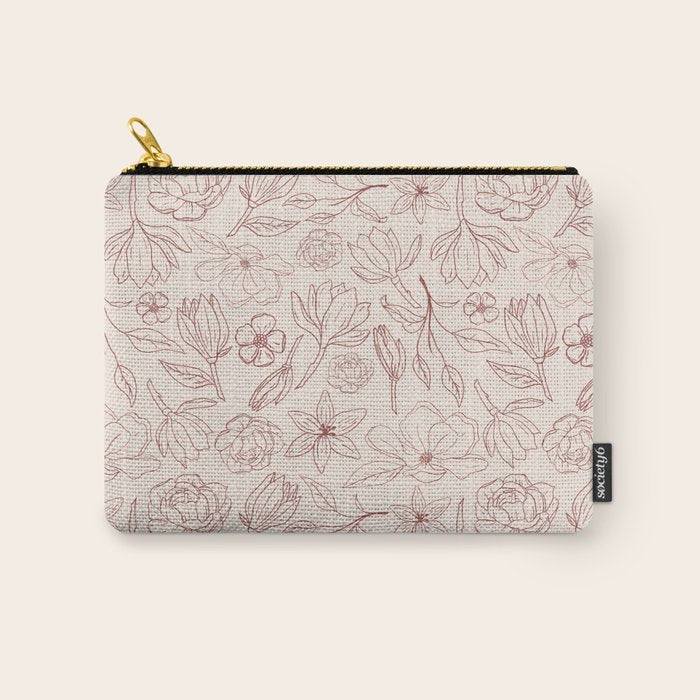 Burgundy Magnolia Pattern Carry All Pouch Gallery Image 1
