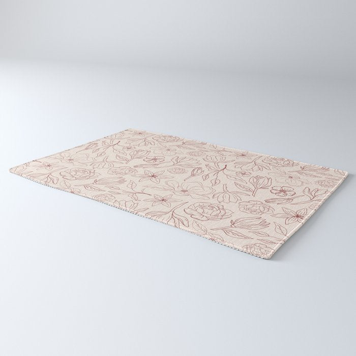 Burgundy Magnolia Pattern Rug Gallery Image 3