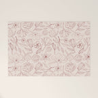 Burgundy Magnolia Pattern Welcome Mat Gallery Image 1