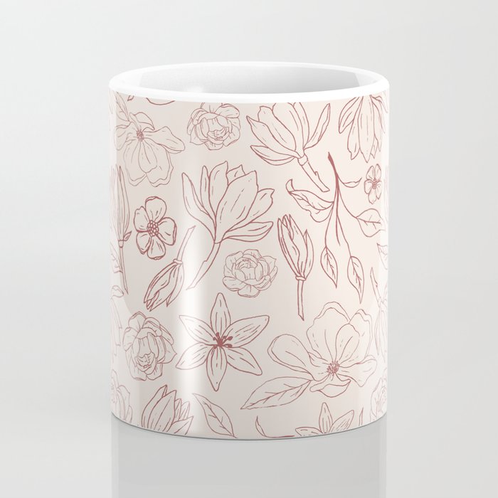 Burgundy Magnolia Pattern Coffee Mug Gallery Image 4