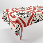Mid Century Modern Atomic Drops Pattern in Red Black Cream Tablecloth Gallery Image 1