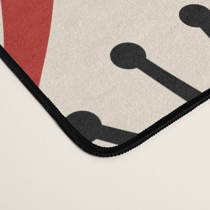 Mid Century Modern Atomic Drops Pattern in Red Black Cream Desk Mat Gallery Image 4
