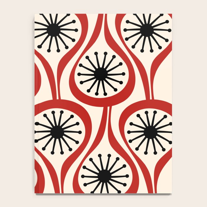 Mid Century Modern Atomic Drops Pattern in Red Black Cream Notebook Gallery Image 4