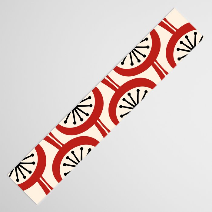 Mid Century Modern Atomic Drops Pattern in Red Black Cream Table Runner Gallery Image 3