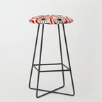 Mid Century Modern Atomic Drops Pattern in Red Black Cream Stool Gallery Image 1