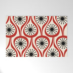 Mid Century Modern Atomic Drops Pattern in Red Black Cream Welcome Mat Gallery Image 1