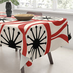 Mid Century Modern Atomic Drops Pattern in Red Black Cream Tablecloth Gallery Image 3