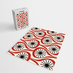 Mid Century Modern Atomic Drops Pattern in Red Black Cream Jigsaw Puzzle Gallery Image 2