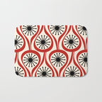 Mid Century Modern Atomic Drops Pattern in Red Black Cream Bath Mat Gallery Image 1