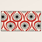 Mid Century Modern Atomic Drops Pattern in Red Black Cream Desk Mat Gallery Image 3