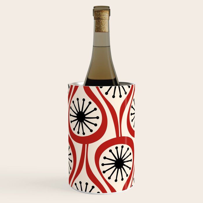 Mid Century Modern Atomic Drops Pattern in Red Black Cream Wine Chiller Gallery Image 1