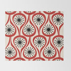 Mid Century Modern Atomic Drops Pattern in Red Black Cream Throw Blanket Gallery Image 2