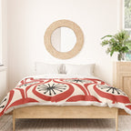 Mid Century Modern Atomic Drops Pattern in Red Black Cream Duvet Cover Gallery Image 3