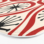 Mid Century Modern Atomic Drops Pattern in Red Black Cream Bath Mat Gallery Image 3
