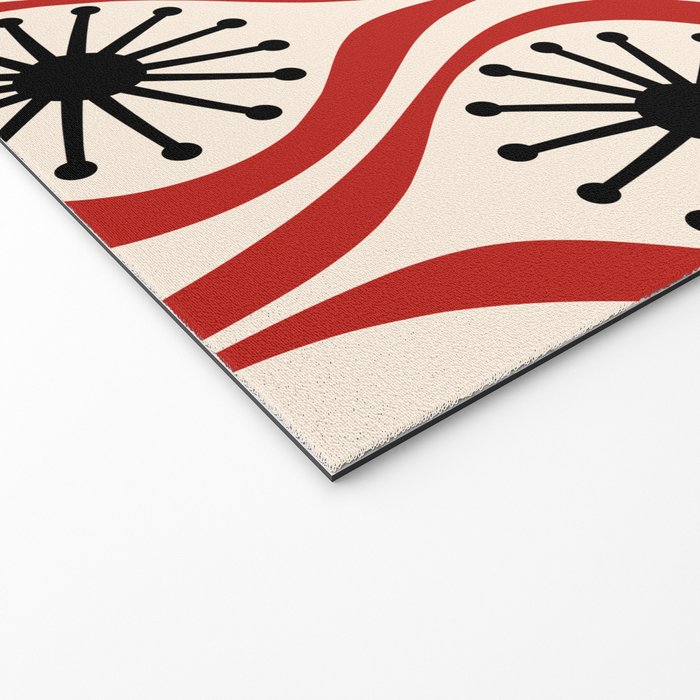 Mid Century Modern Atomic Drops Pattern in Red Black Cream Welcome Mat Gallery Image 2