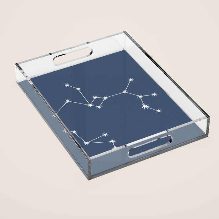 Sagittarius Zodiac Star Constellation Line Art Neutral Blue Acrylic Tray Gallery Image 1