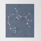 Sagittarius Zodiac Star Constellation Line Art Neutral Blue Throw Blanket Gallery Image 2