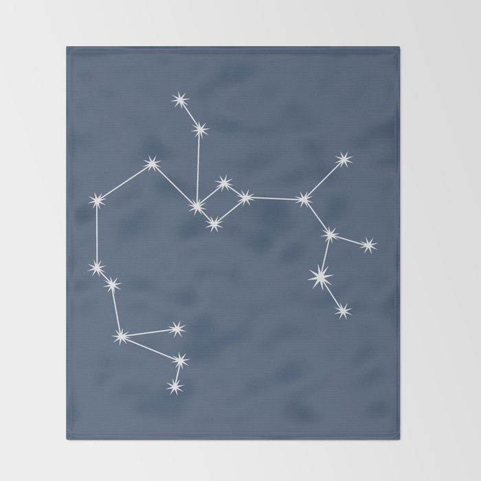 Sagittarius Zodiac Star Constellation Line Art Neutral Blue Throw Blanket Gallery Image 2