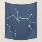 Sagittarius Zodiac Star Constellation Line Art Neutral Blue Wall Tapestry Gallery Image 4