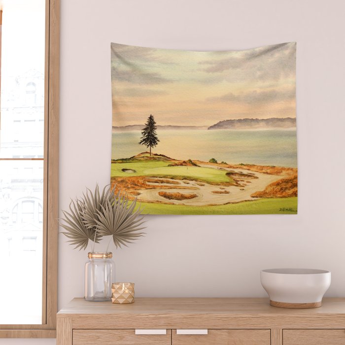 Chambers Bay Golf Course 15th Hole Wall Tapestry Gallery Image 2