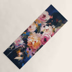 Splashes of Pink and Navy Flowery Art Yoga Mat Gallery Image 1