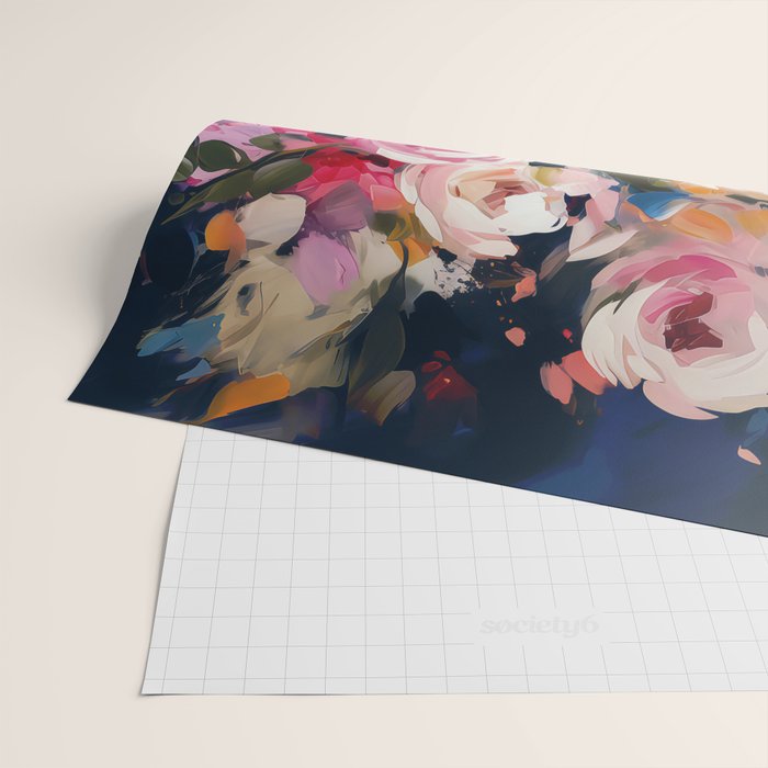 Splashes of Pink and Navy Flowery Art Wrapping Paper Gallery Image 2