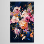 Splashes of Pink and Navy Flowery Art Tablecloth Gallery Image 2