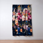 Splashes of Pink and Navy Flowery Art Window Curtain Gallery Image 3