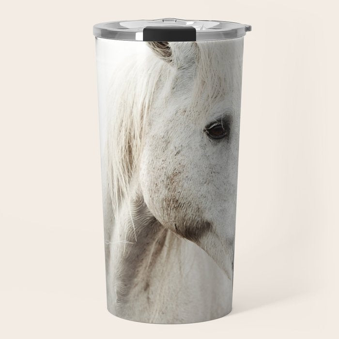 White Horse | Animal Art Print | Nature Photography Travel Mug Gallery Image 1