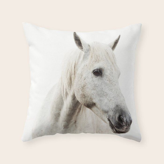 White Horse | Animal Art Print | Nature Photography Throw Pillow Gallery Image 1