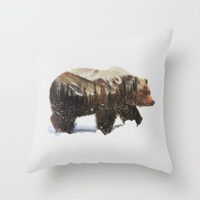Arctic Grizzly Bear Throw Pillow Gallery Image 6