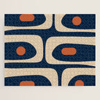 Minimalist Mid Century Modern Retro Piquet Pattern in Mid Mod Navy Blue Spiced Orange Beige Jigsaw Puzzle Gallery Image 1