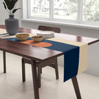 Minimalist Mid Century Modern Retro Piquet Pattern in Mid Mod Navy Blue Spiced Orange Beige Table Runner Gallery Image 2