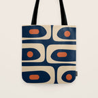 Minimalist Mid Century Modern Retro Piquet Pattern in Mid Mod Navy Blue Spiced Orange Beige Tote Bag Gallery Image 1