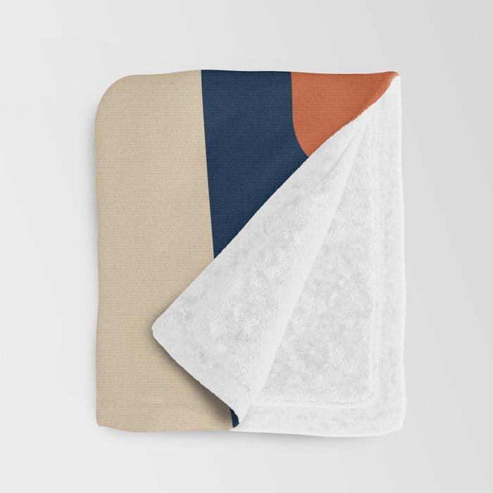 Minimalist Mid Century Modern Retro Piquet Pattern in Mid Mod Navy Blue Spiced Orange Beige Throw Blanket Gallery Image 3