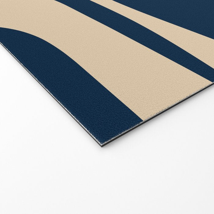 Minimalist Mid Century Modern Retro Piquet Pattern in Mid Mod Navy Blue Spiced Orange Beige Welcome Mat Gallery Image 2