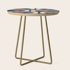 Minimalist Mid Century Modern Retro Piquet Pattern in Mid Mod Navy Blue Spiced Orange Beige Side Table Gallery Image 1