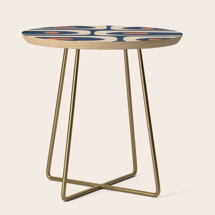 Minimalist Mid Century Modern Retro Piquet Pattern in Mid Mod Navy Blue Spiced Orange Beige Side Table Gallery Image 1
