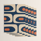 Minimalist Mid Century Modern Retro Piquet Pattern in Mid Mod Navy Blue Spiced Orange Beige Wrapping Paper Gallery Image 3