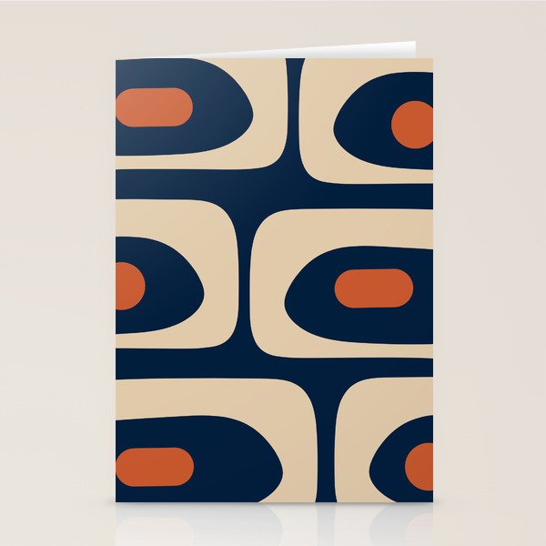Minimalist Mid Century Modern Retro Piquet Pattern in Mid Mod Navy Blue Spiced Orange Beige Stationery Card Gallery Image 1